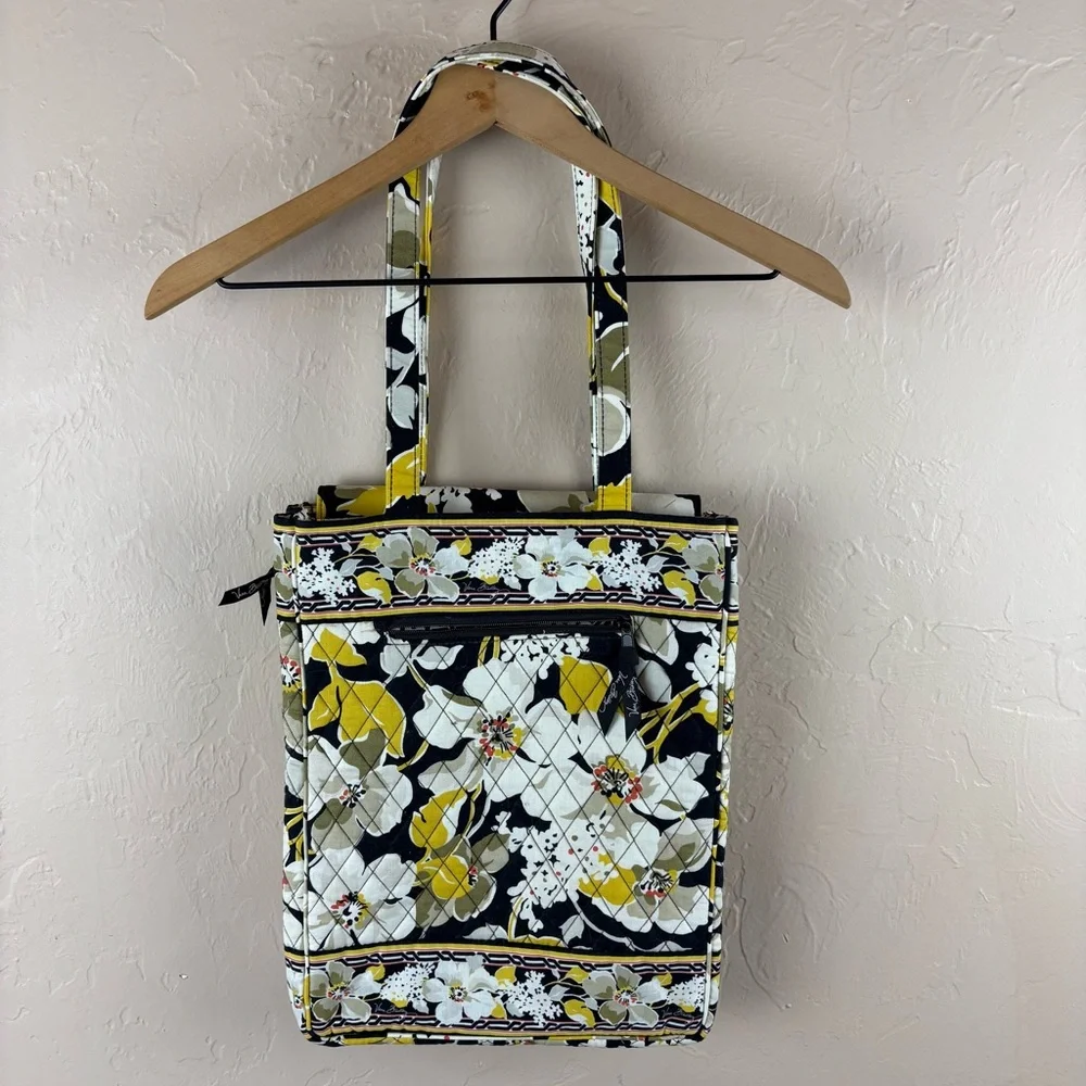 Vera Bradley Yellow and Black Floral Tote Bag Laptop Checkpoint Friendly Travel
